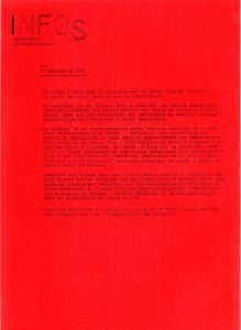 Infos créatiste confidentielles. No.1 [27 septembre 1991] et No. 2 [octobre 1991]. Collection complète.