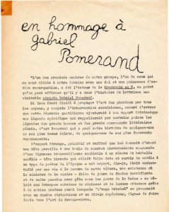 En hommage à Gabriel Pomerand. Signé pour le mouvement Lettriste Jean Paul Curtay. Juillet 1972.