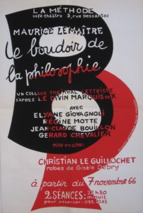 Le boudoir de la philosophie. Un collage théâtral lettriste d’après “Le divin Marquis de Sade” avec Elyane Giovagnoli