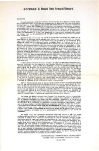 Adresse à tous les travailleurs.